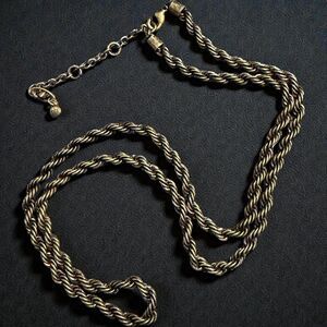 CAbi Chunky Rope Chain Necklace Antiqued Gold Tone Statement Retired Piece